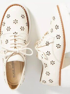 Anthropologie Elvio Zanon Ivory Platform Oxford Shoe